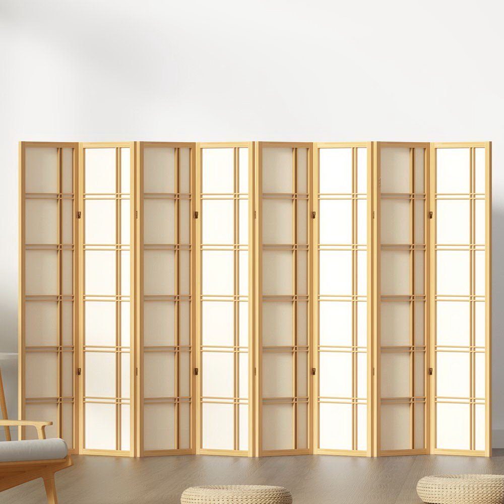 Artiss 8 Panel Wood Room Divider - Nova Natural - Notbrand