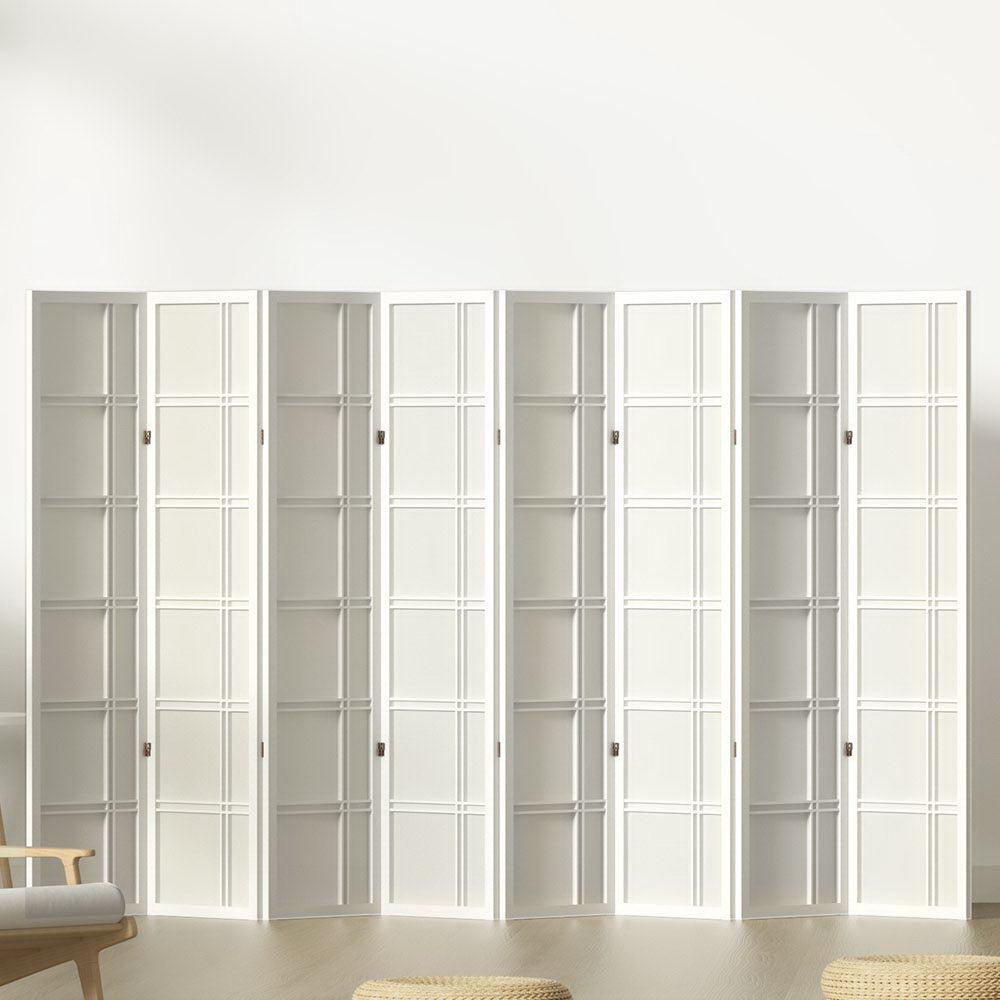 Artiss 8 Panel Room Divider in Wood - Nova White - Notbrand