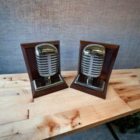Set of 2 Microphone Bookends - Dark Leather - NOTBRAND