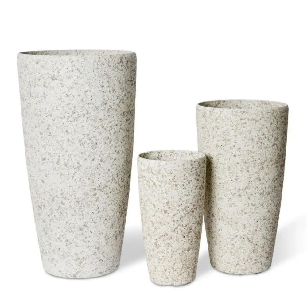 Harlow Outdoor Tall Stonelite Planter in White - Set of 3 - Notbrand