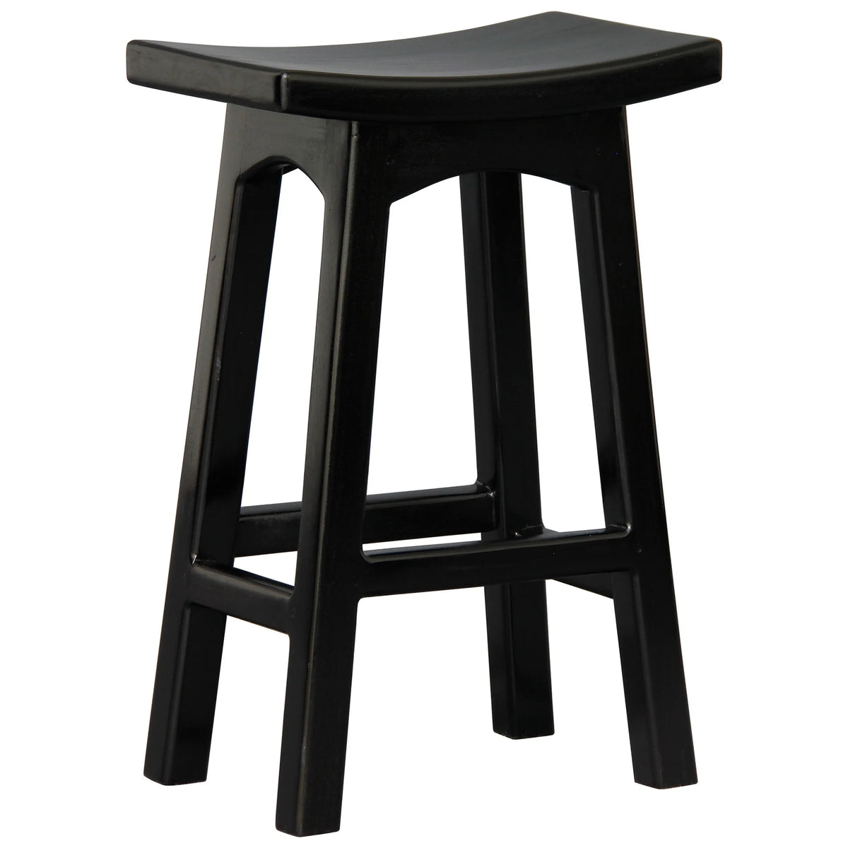 Set of 2 Kyoto Solid Timber Counter Stool in Black - 67cm - Notbrand