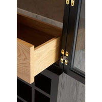 Simano Hardwood Glass Door Bar Cabinet - Black - Notbrand