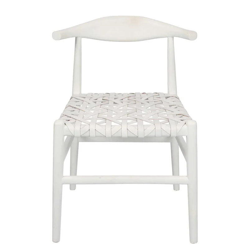 Sorren Leather Dining Chair - White-Notbrand