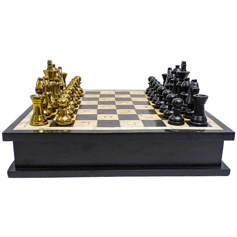 Sebastian Chess Game Set - Black & Brass - Notbrand