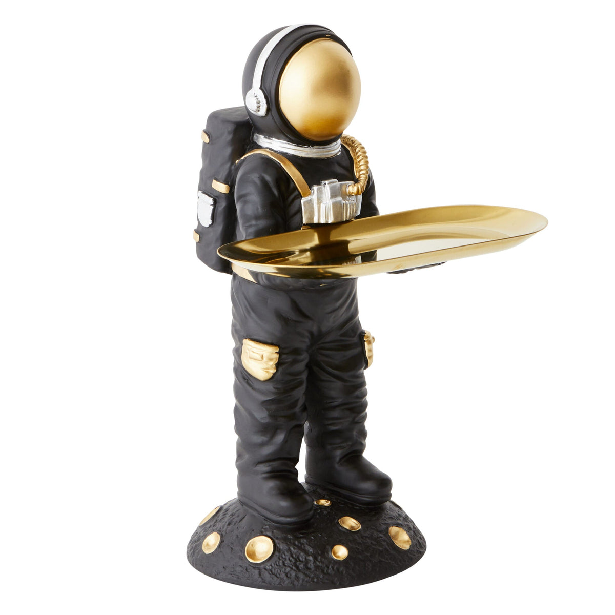Astronaut Trinket Tray Statue in Brass - Black - Notbrand