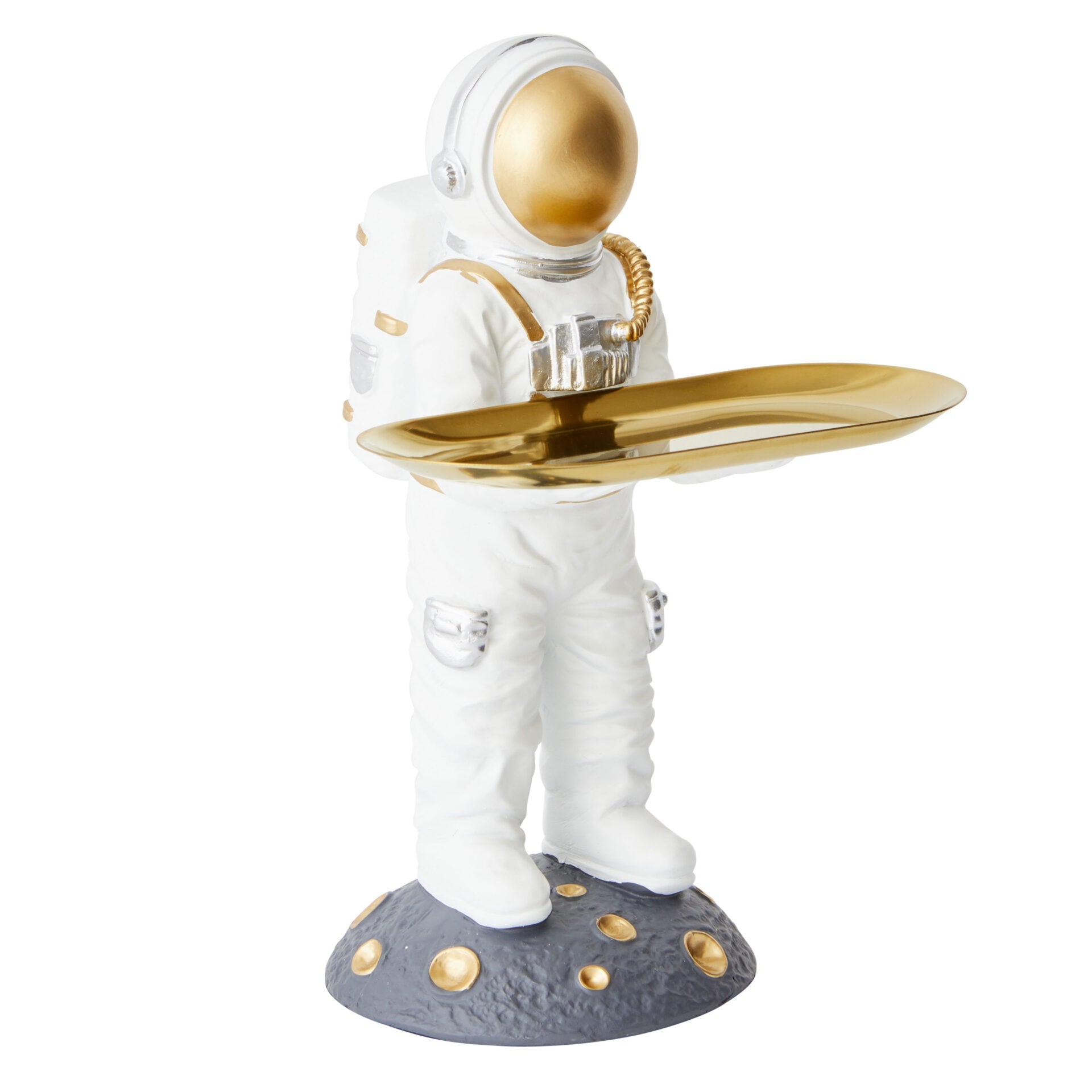 Astronaut Trinket Tray Statue in Brass - White - Notbrand