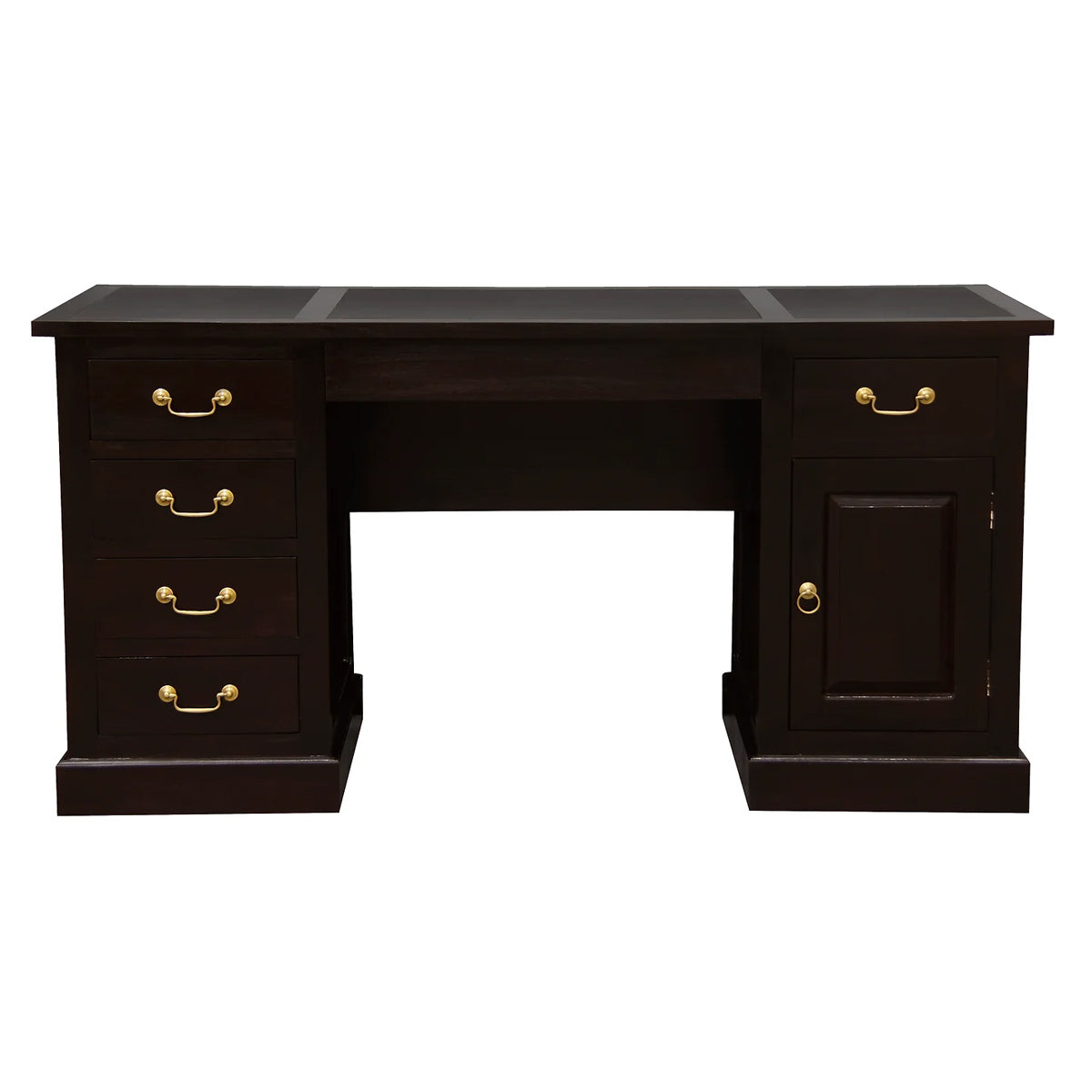 Tasmania Timber Desk with Faux Leather Top - Chocolate - Notbrand