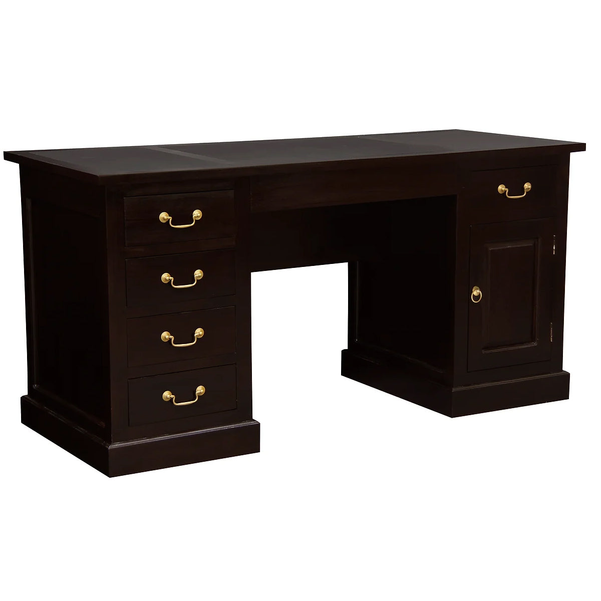Tasmania Timber Desk with Faux Leather Top - Chocolate - Notbrand