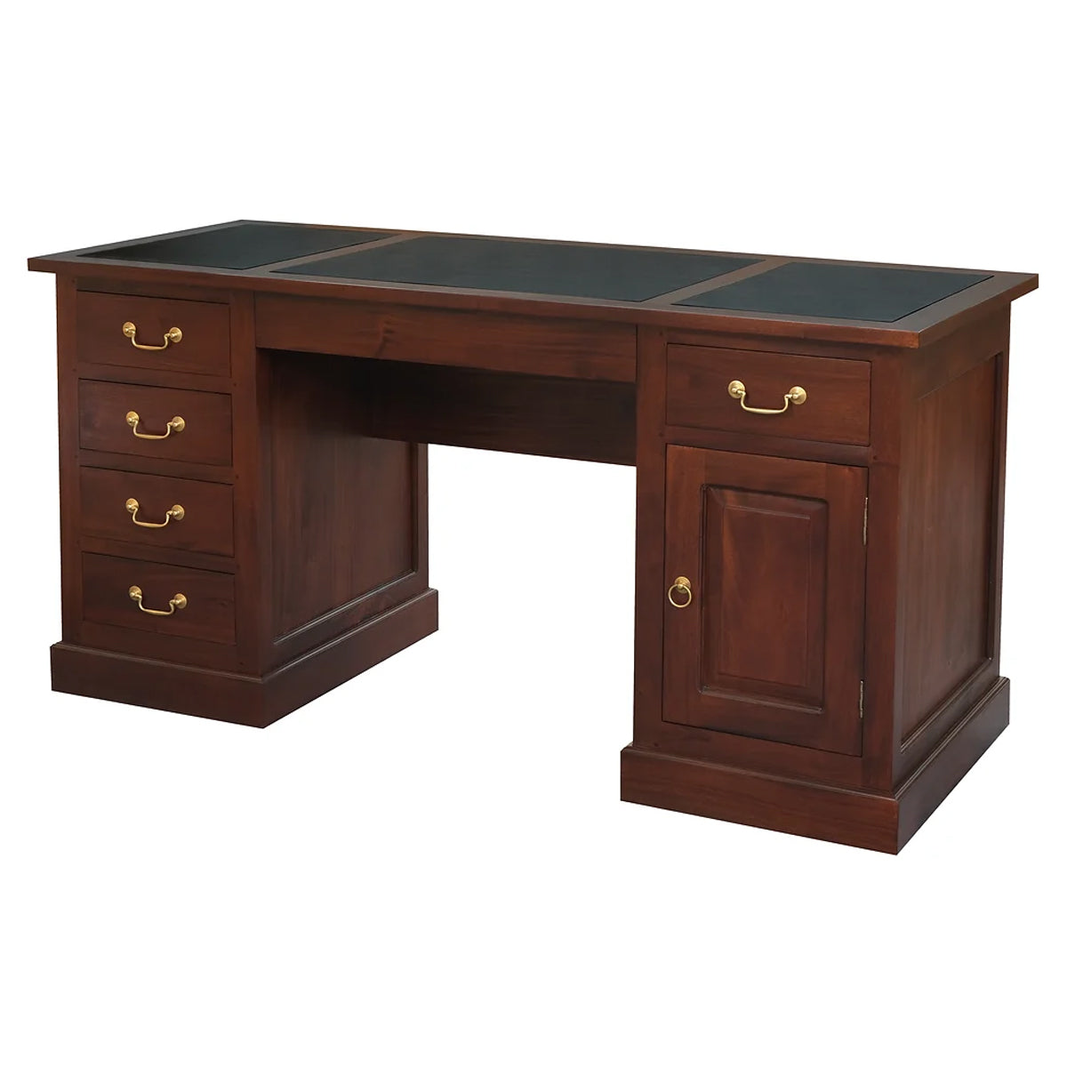 Tasmania Timber Desk with Faux Leather Top - Mahogany - Notbrand