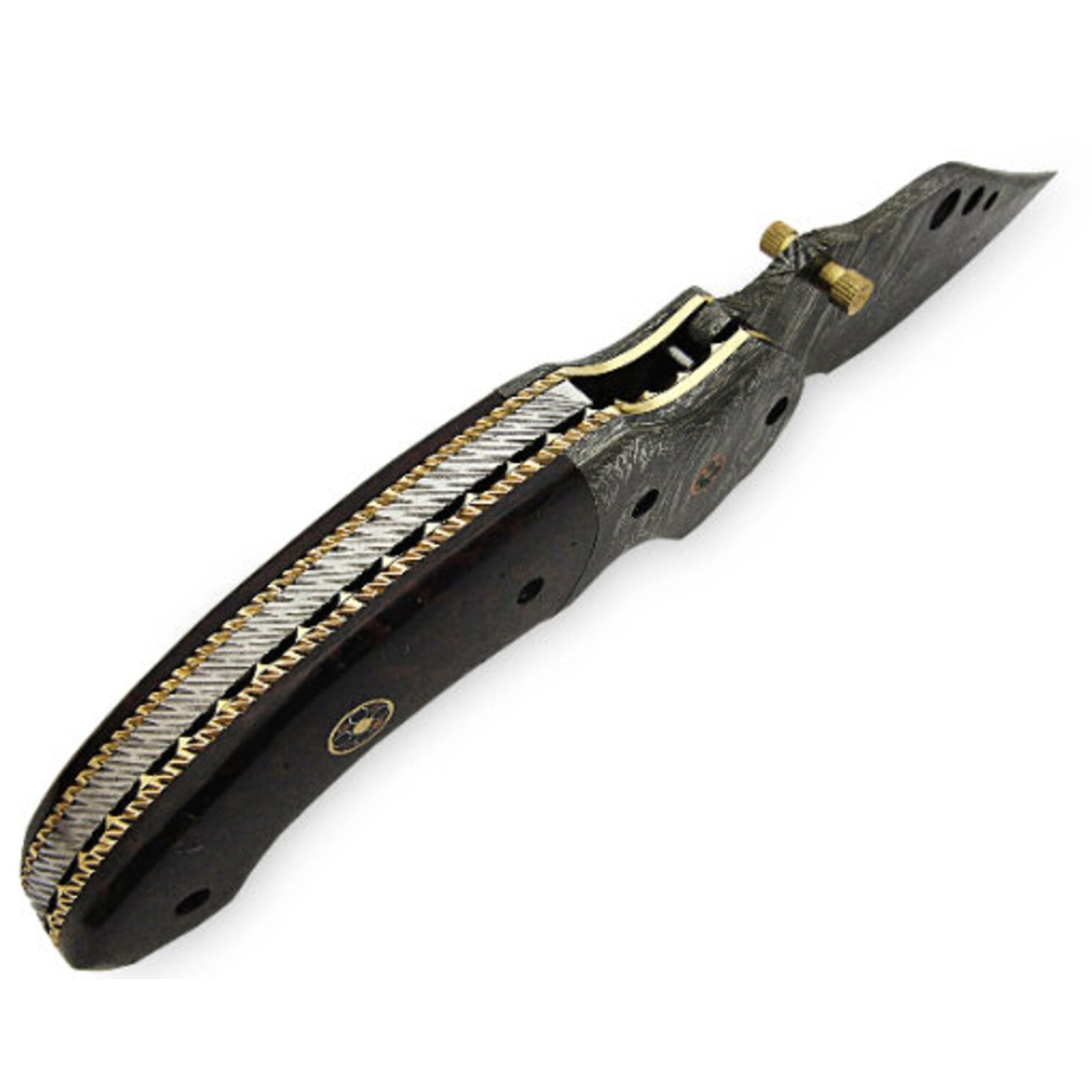 Trexal Damascus Steel Foldable Pocket Knife - Black - Notbrand