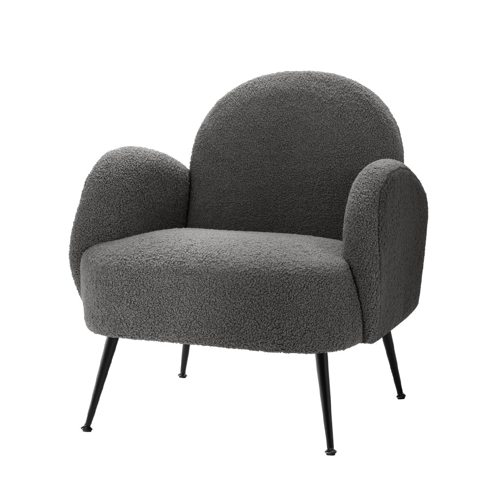 Artiss Accent Sherpa Boucle Armchairs - Charcoal - Notbrand