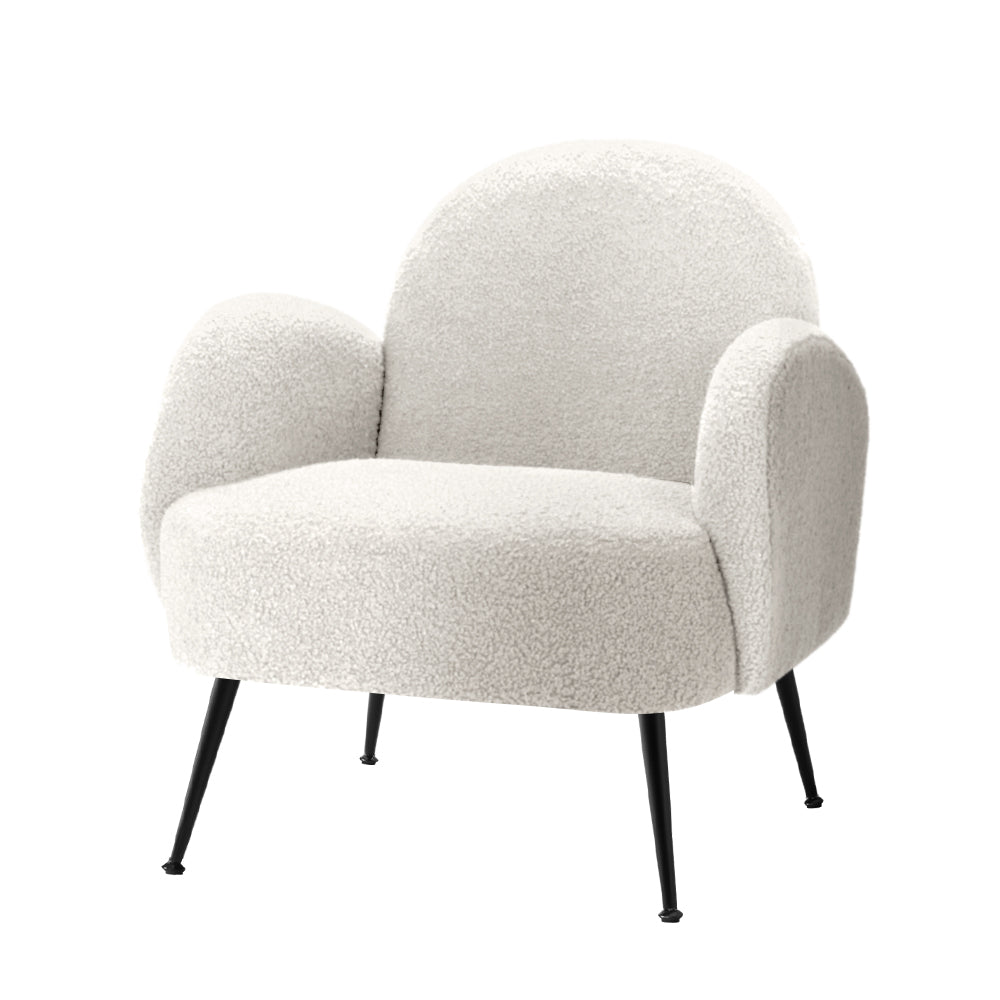 Artiss Accent Sherpa Boucle Armchair - White - Notbrand