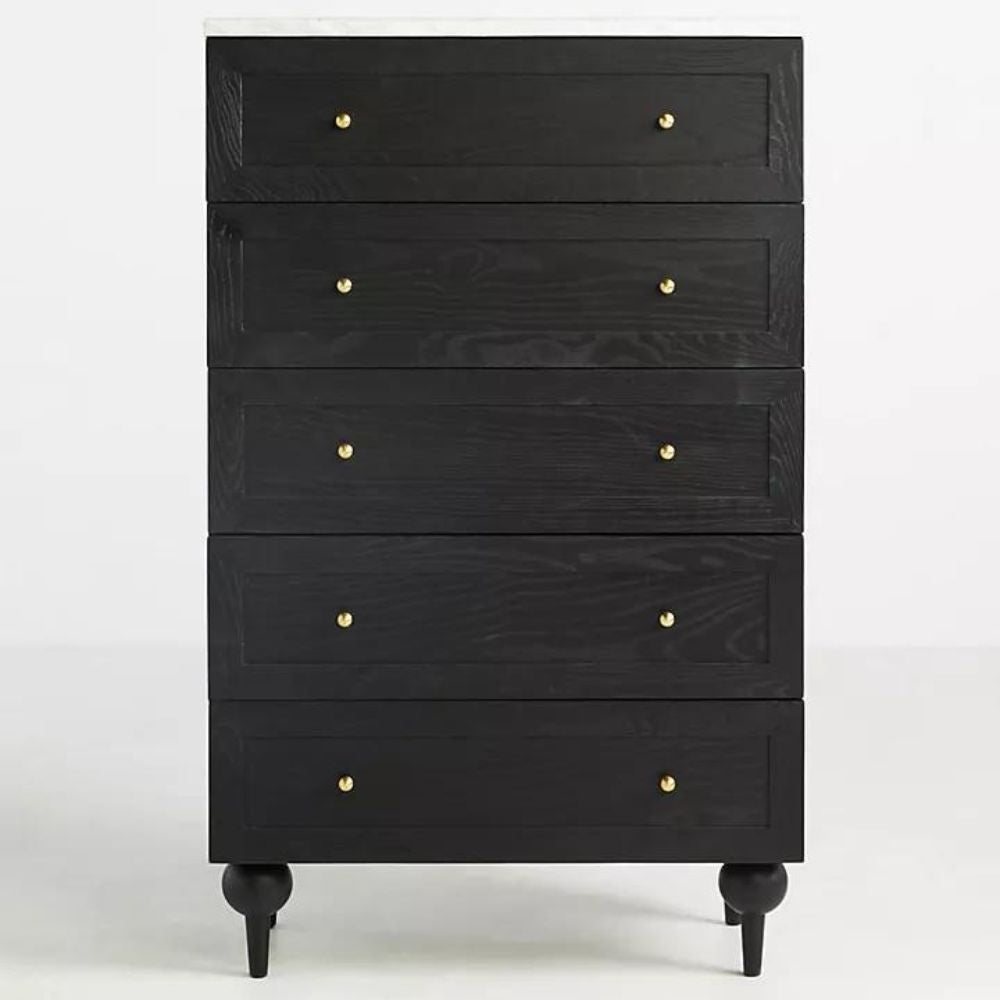 Simano Fern Tallboy 5 Drawer Dresser - Black - Notbrand