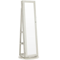 Floor Mirror Jewelry Cabinet - White - Notbrand