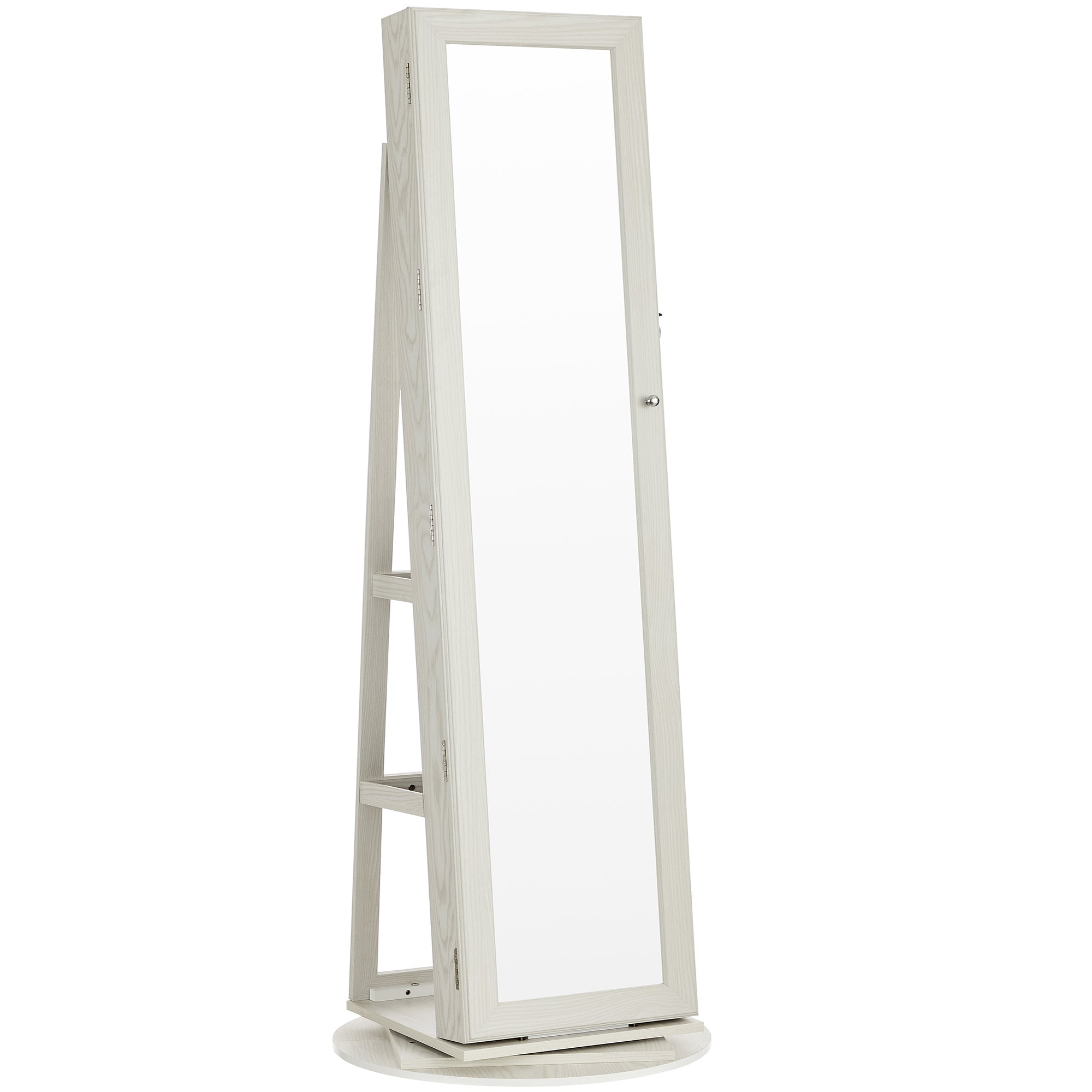 Floor Mirror Jewelry Cabinet - White - Notbrand