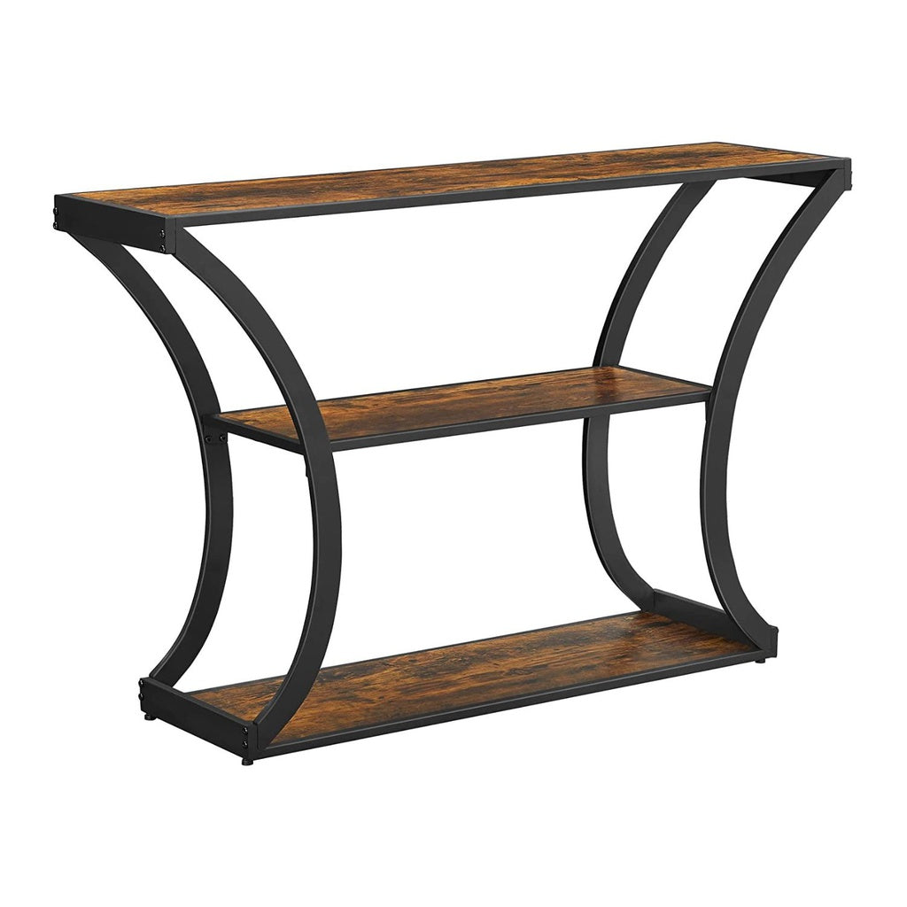 Vasagle Curved Frames Console Table with 2 Open Shelves - Rustic Brown & Black - Notbrand