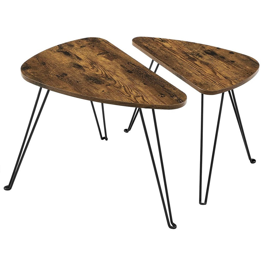Vasagle Nesting Triangle Table in Rustic Brown - Set of 2 - Notbrand