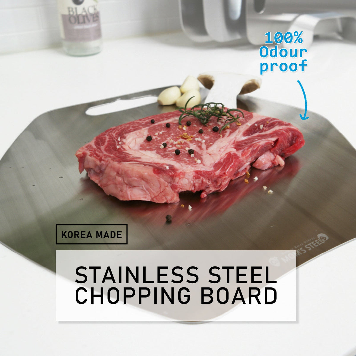 Mom's Steel Hexagon Antibacterial Cutting Board - Stainless Steel - Notbrand