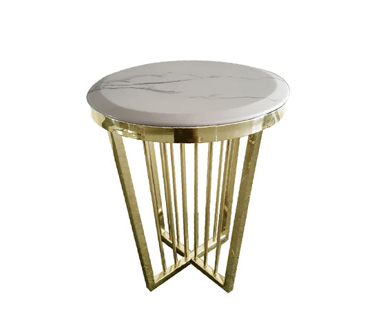 Salina Gold Coffee Table with Marble Top - 45cm - Notbrand