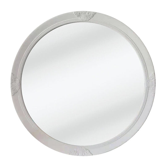 French Provincial Ornate Round Mirror - White - Notbrand
