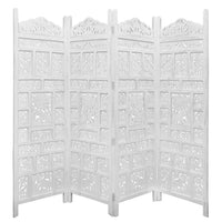 Misty 4 Panel Room Divider in Timber Wood - White - Notbrand