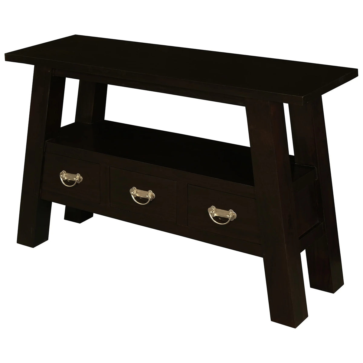 Zimra Timber 3 Drawer Console Table - Chocolate - Notbrand