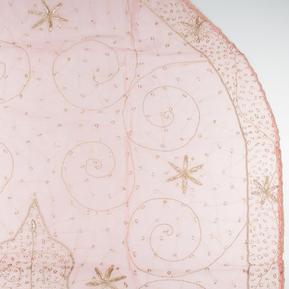 Zardosi Embroidered Oval Shape Tablecloth - Salmon - Notbrand