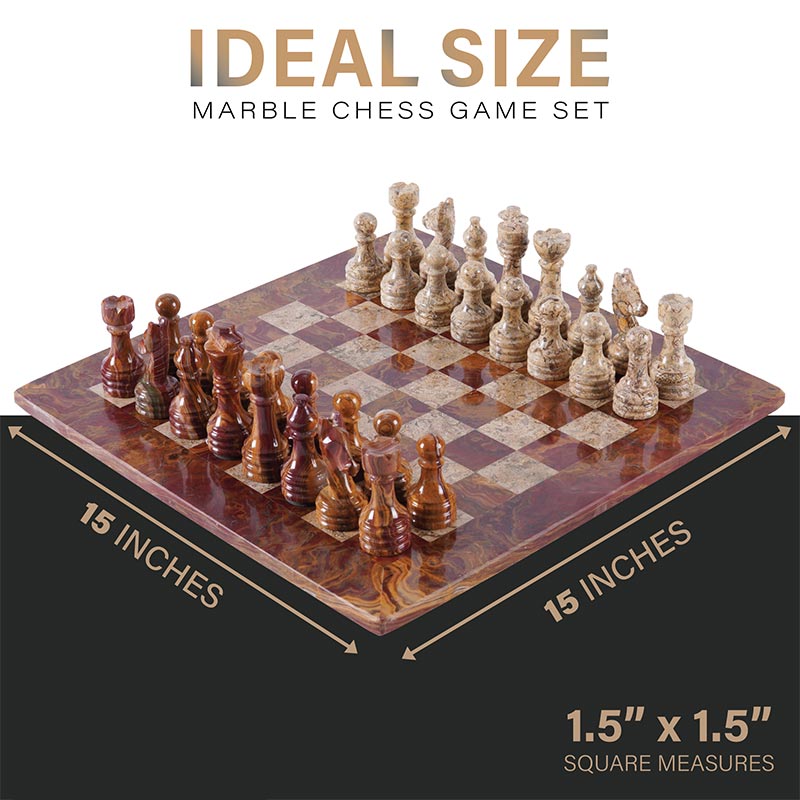 The Royale Chess Set in Red & Coral - 38cm - Notbrand