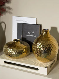 Radiant Elegance Metal Plated Ceramic Vase - Range - Notbrand
