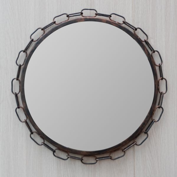 Set of 2 Metal Framed Chain Edge Wall Mirror - Bronze - Notbrand
