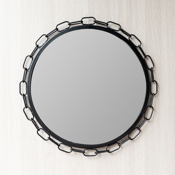 Set of 2 Metal Framed Chain Edge Wall Mirror - Black - Notbrand