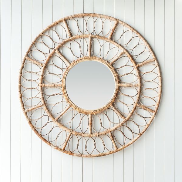 Set of 2 Multi Circles Rattan Wall Mirror - Natural - Notbrand