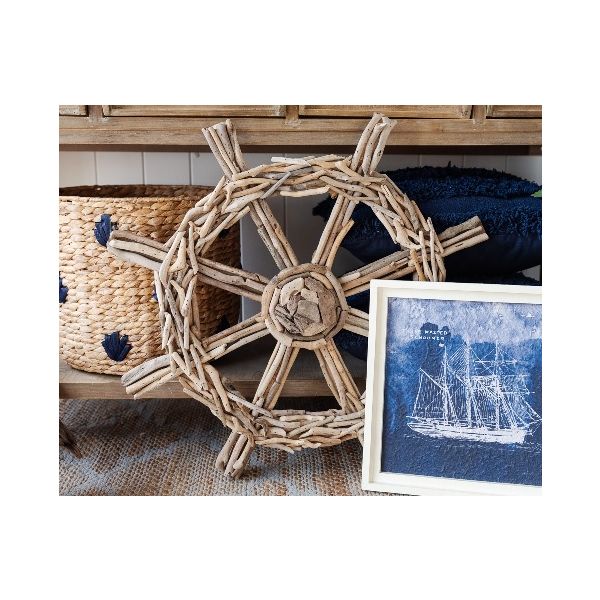 Set of 2 Handcrafted Driftwood Ship's Wheel - 63cm - Notbrand