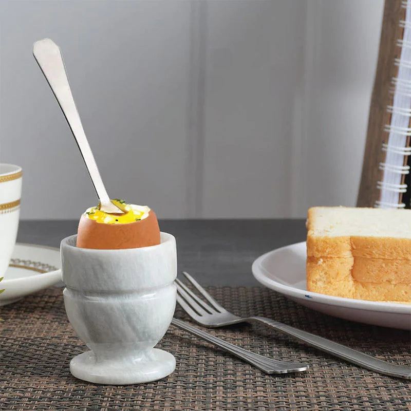 Clamor Marble Egg Cups in White - Set of 2 - Notbrand