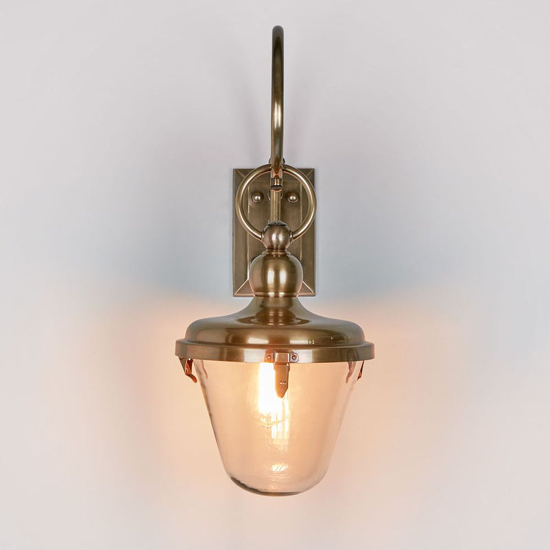 Savoy Outdoor Wall Light with Glass Shade - Antique Brass - Notbrand