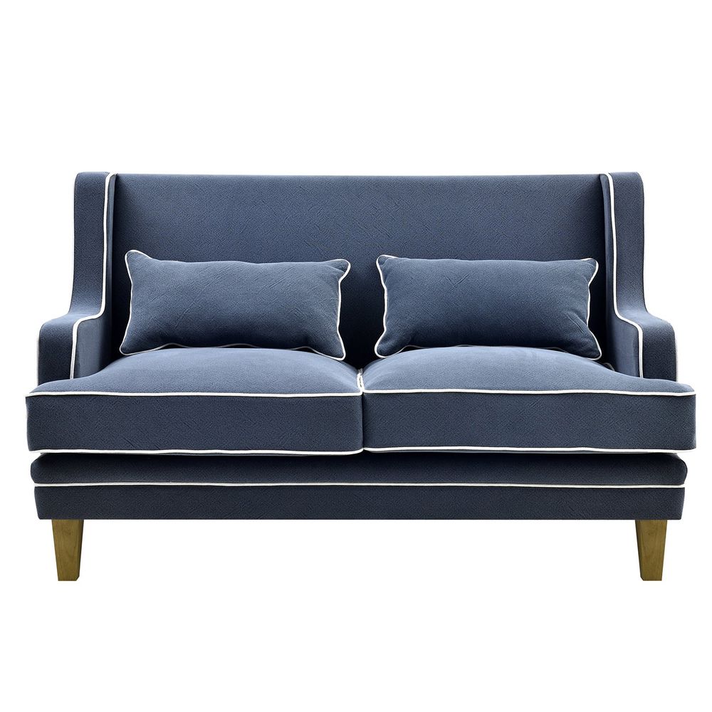 Bondi Sofa Blue with White Piping - 2 Seater - Notbrand