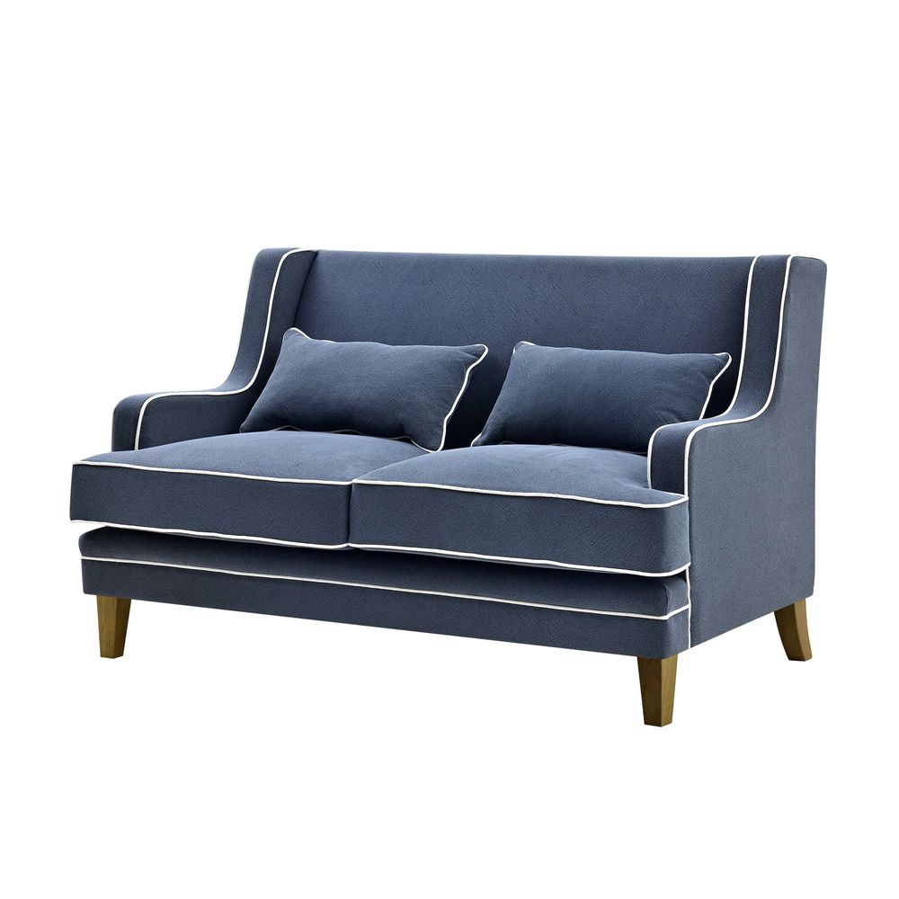 Bondi Sofa Blue with White Piping - 2 Seater - Notbrand