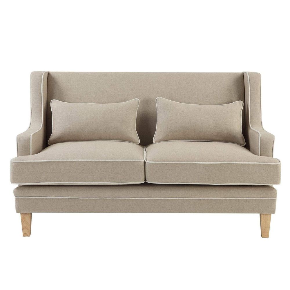 Bondi Sofa Natural with White Piping - 2 Seater - Notbrand