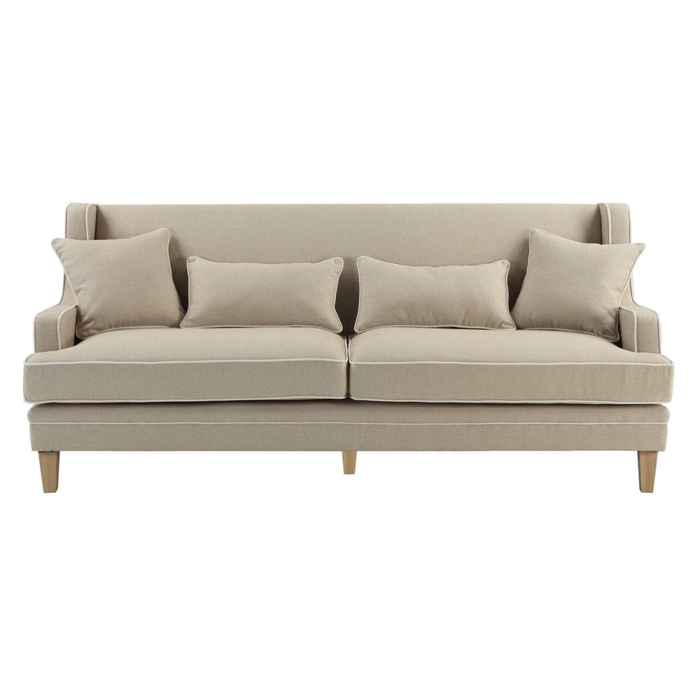 Bondi Sofa Natural with White Piping - 3 Seater - Notbrand