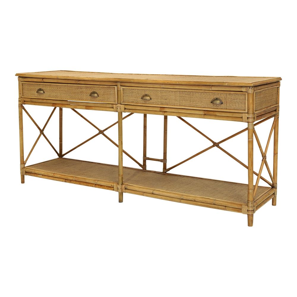 Cayman Large 2 Draw Rattan Console - Natural - Notbrand