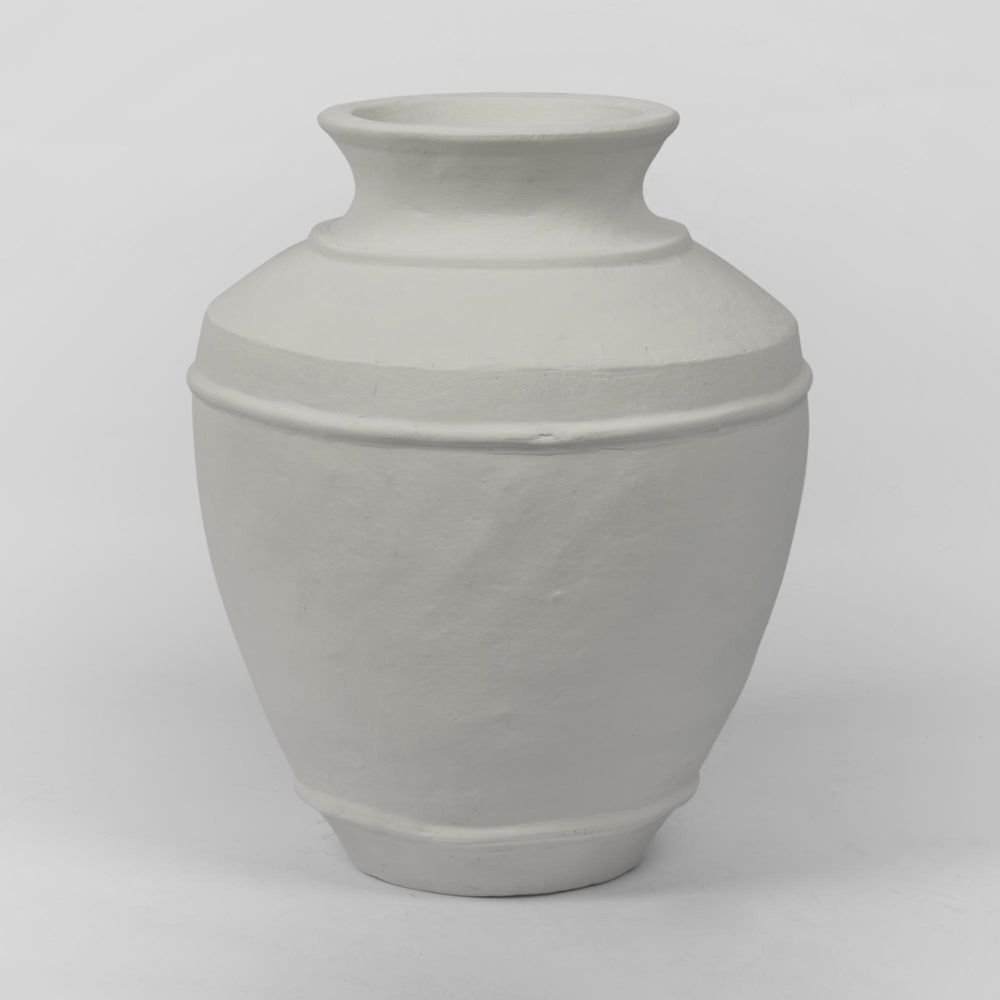 Caesna Terracotta Wide Neck Vase - White - Notbrand