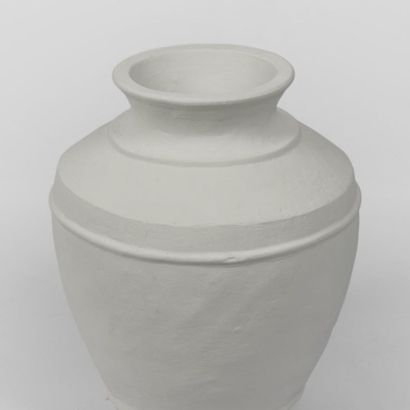 Caesna Terracotta Wide Neck Vase - White - Notbrand