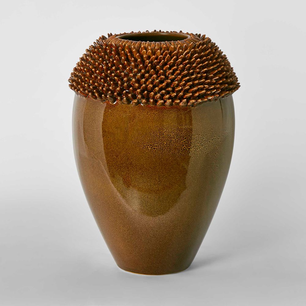 Keir Stoneware Vase in Brown - Large - Notbrand