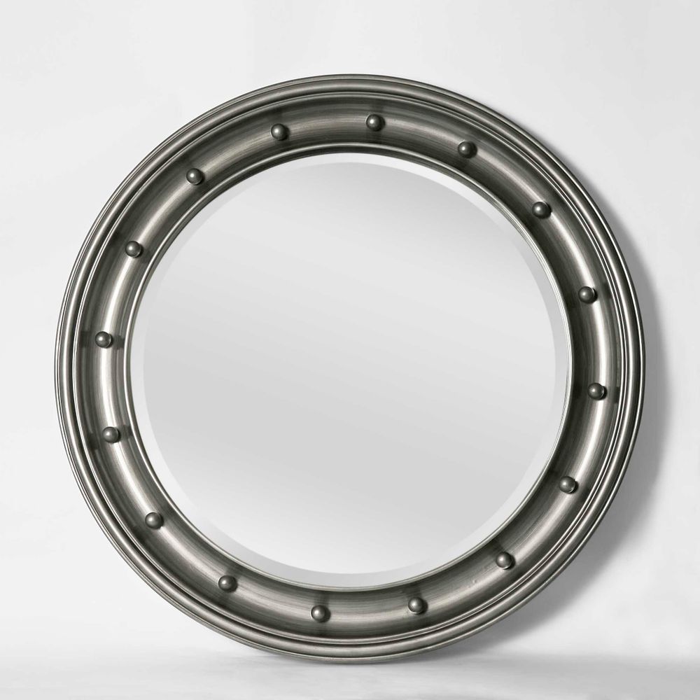Clive MDF Frame Burnt Mirror in Silver - 90cm - Notbrand
