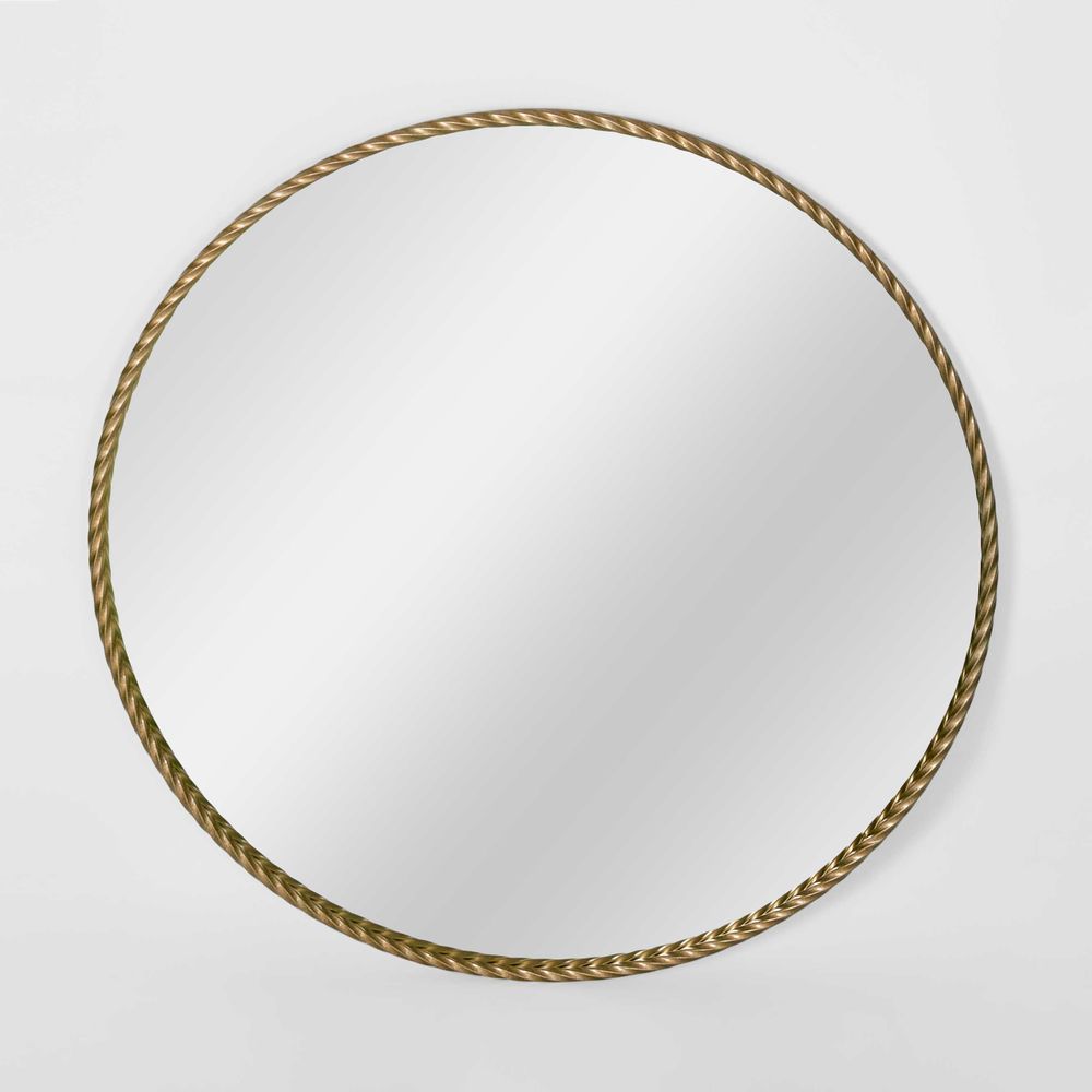 Palais Metal Frame Round Mirror in Gold - Large - Notbrand
