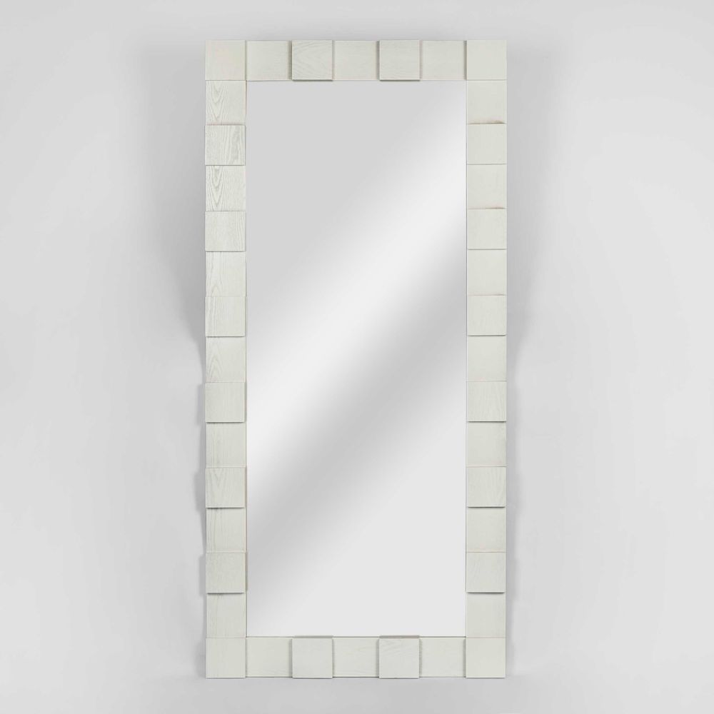 Monument Oak Wood Floor Mirror - White - Notbrand
