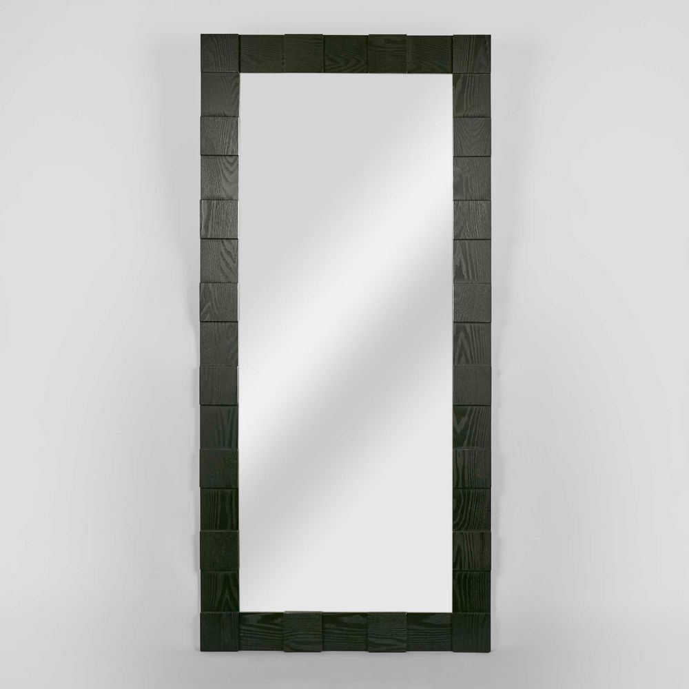 Monument Oak Wood Floor Mirror - Black - Notbrand