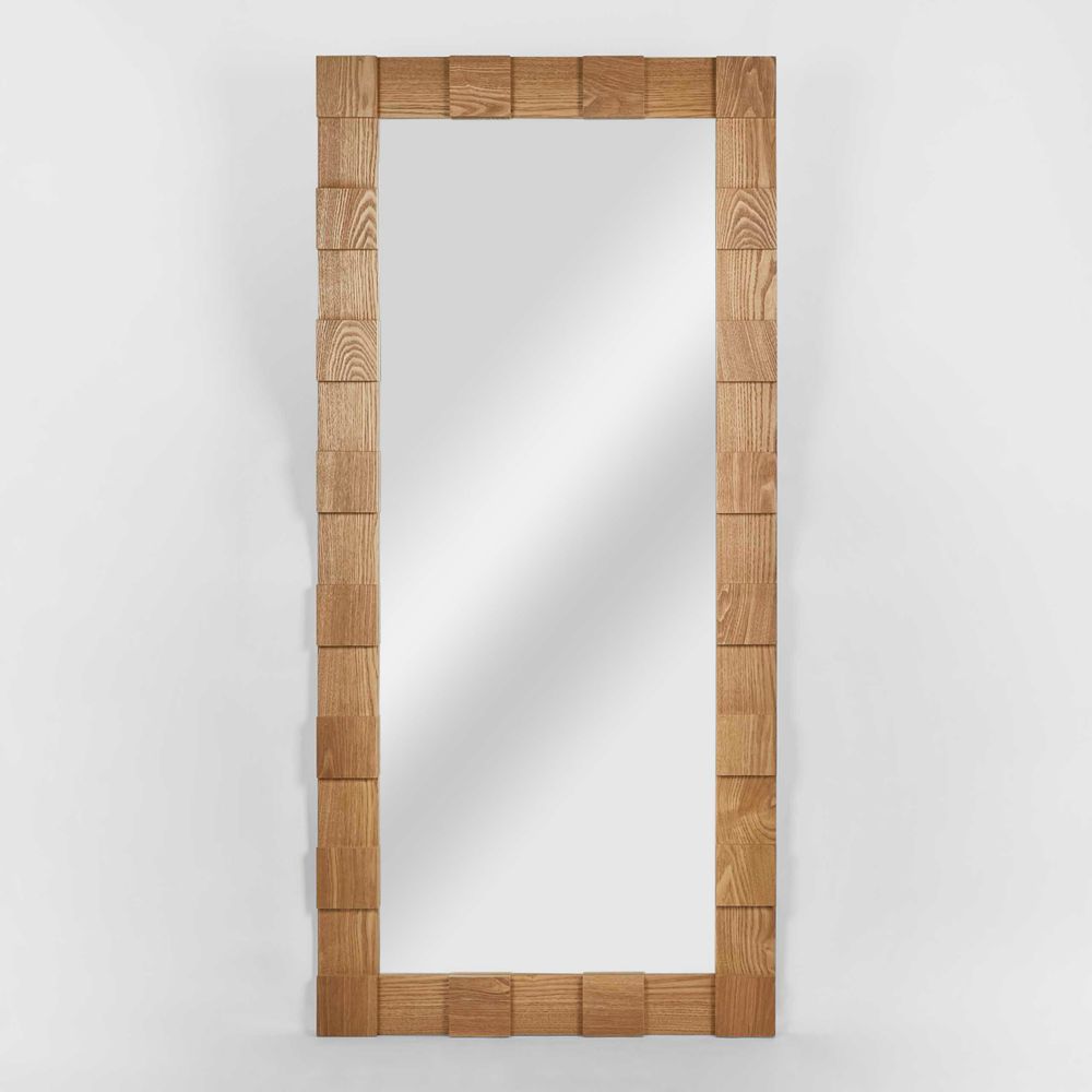 Monument Oak Wood Floor Mirror - Natural - Notbrand