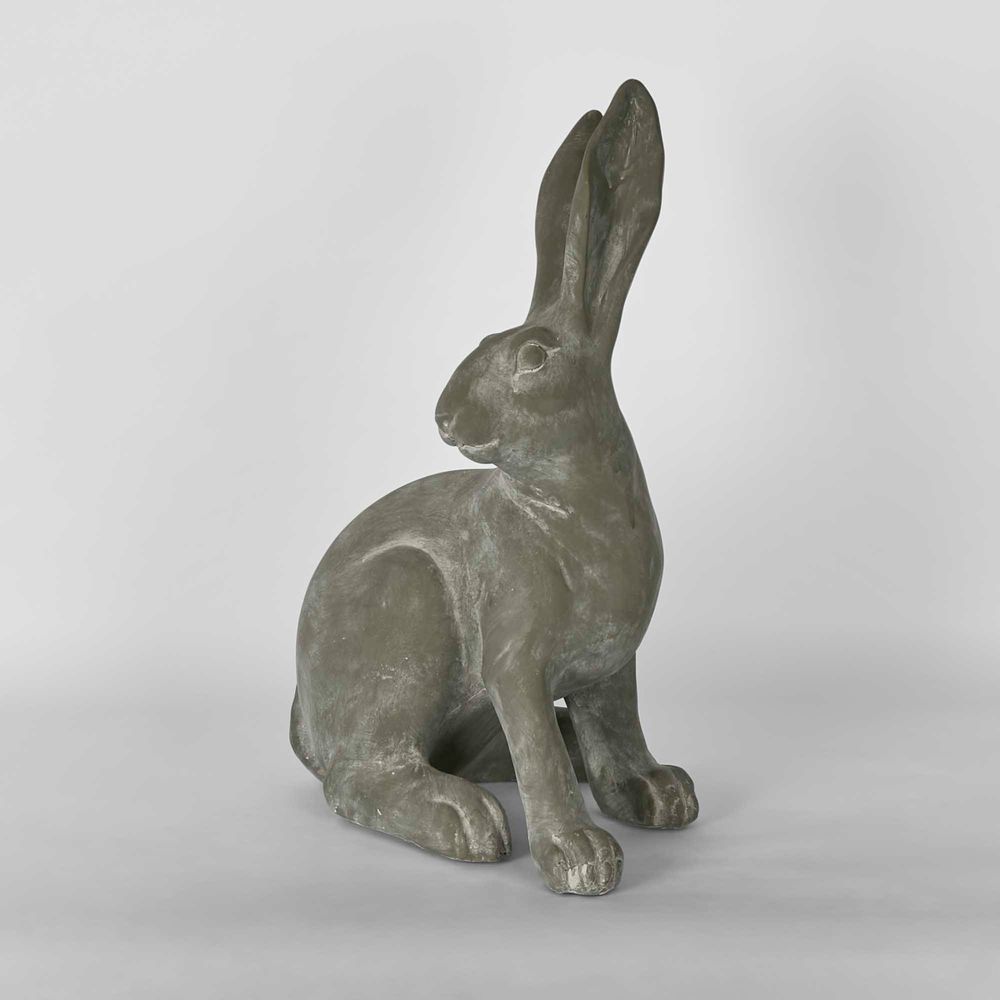 Henry Polyresin Hare Sitting Figurine in Grey - Large - Notbrand