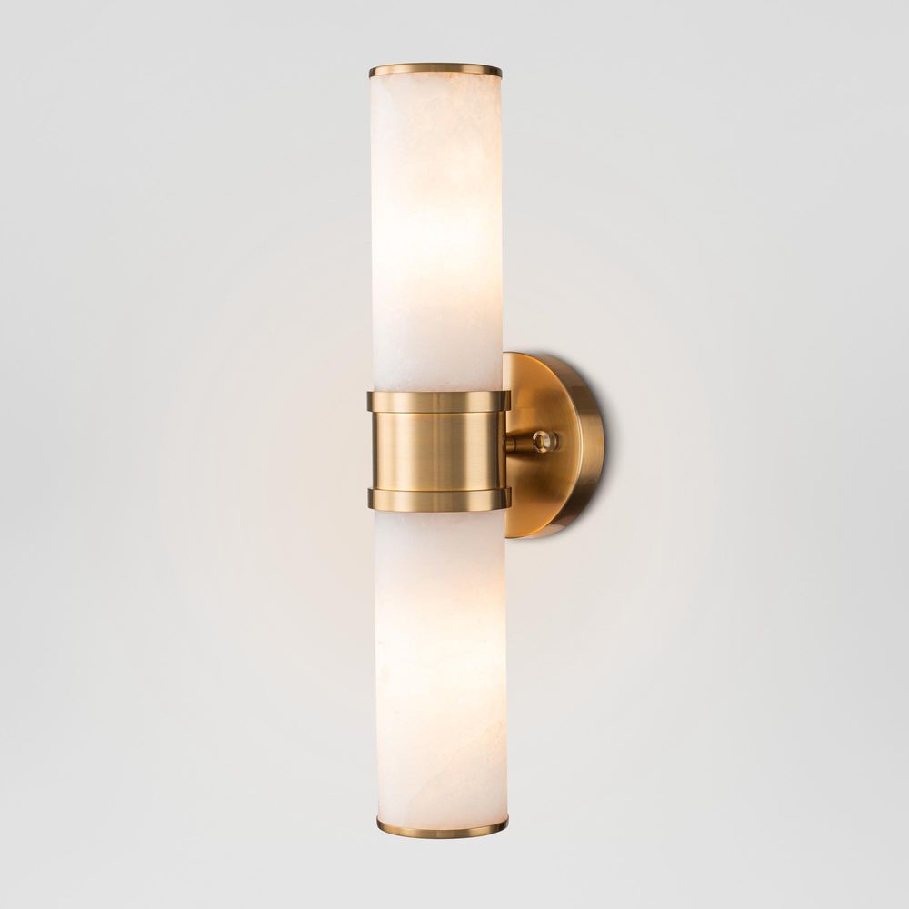 Herman Iron & Alabaster Double Wall Light - Brass - Notbrand